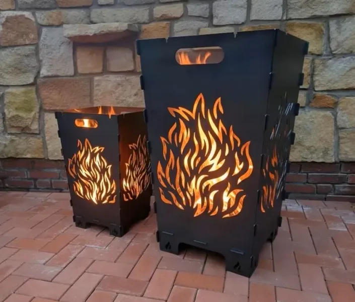 ABW Feuertonne aus Metall mit Flammenmotiv
